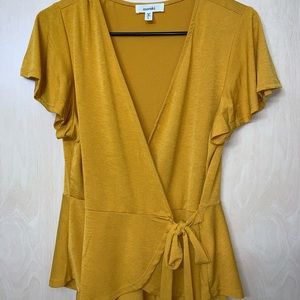 Mustard side tie blouse